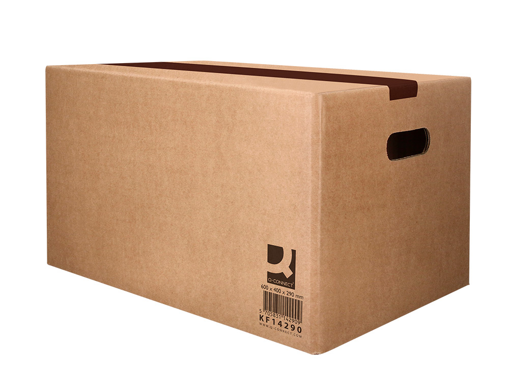 CAIXA PARA EMBALAR Q-CONNECT AMERICANA ULTRA RESISTENTE COM ASAS CARTAO CANAL DUPLO 7 MM COR KRAFT 600X400X290 MM