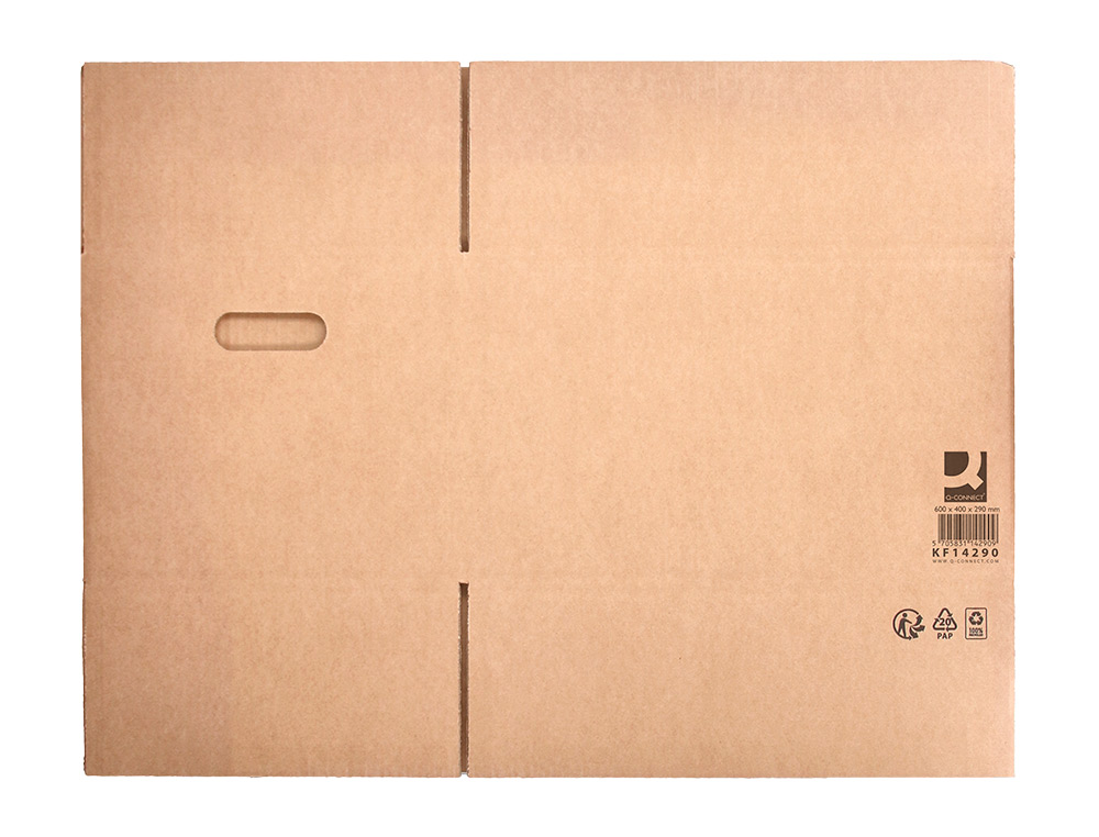 CAIXA PARA EMBALAR Q-CONNECT AMERICANA ULTRA RESISTENTE COM ASAS CARTAO CANAL DUPLO 7 MM COR KRAFT 600X400X290 MM