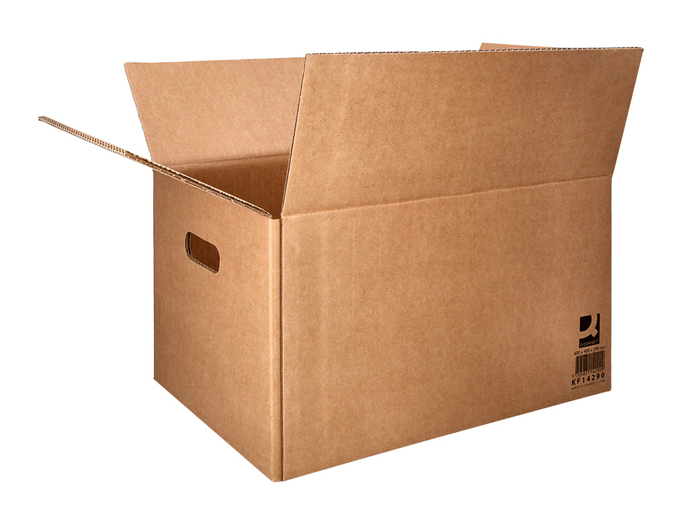 CAIXA PARA EMBALAR Q-CONNECT AMERICANA ULTRA RESISTENTE COM ASAS CARTAO CANAL DUPLO 7 MM COR KRAFT 600X400X290 MM
