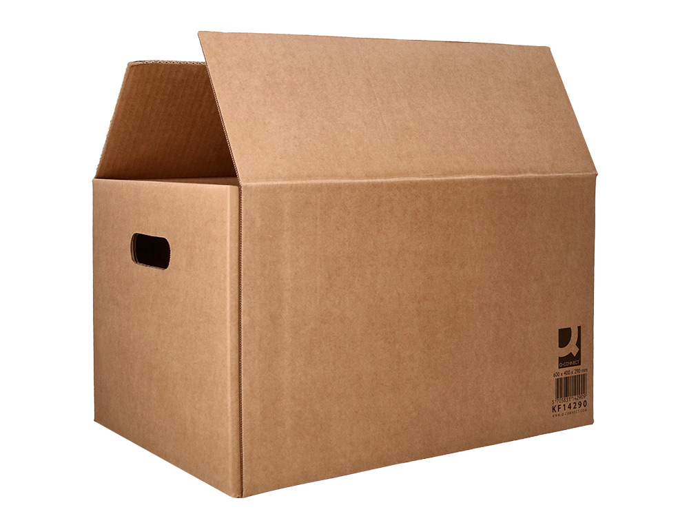 CAIXA PARA EMBALAR Q-CONNECT AMERICANA ULTRA RESISTENTE COM ASAS CARTAO CANAL DUPLO 7 MM COR KRAFT 600X400X290 MM