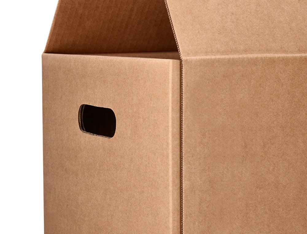 CAIXA PARA EMBALAR Q-CONNECT AMERICANA ULTRA RESISTENTE COM ASAS CARTAO CANAL DUPLO 7 MM COR KRAFT 600X400X290 MM