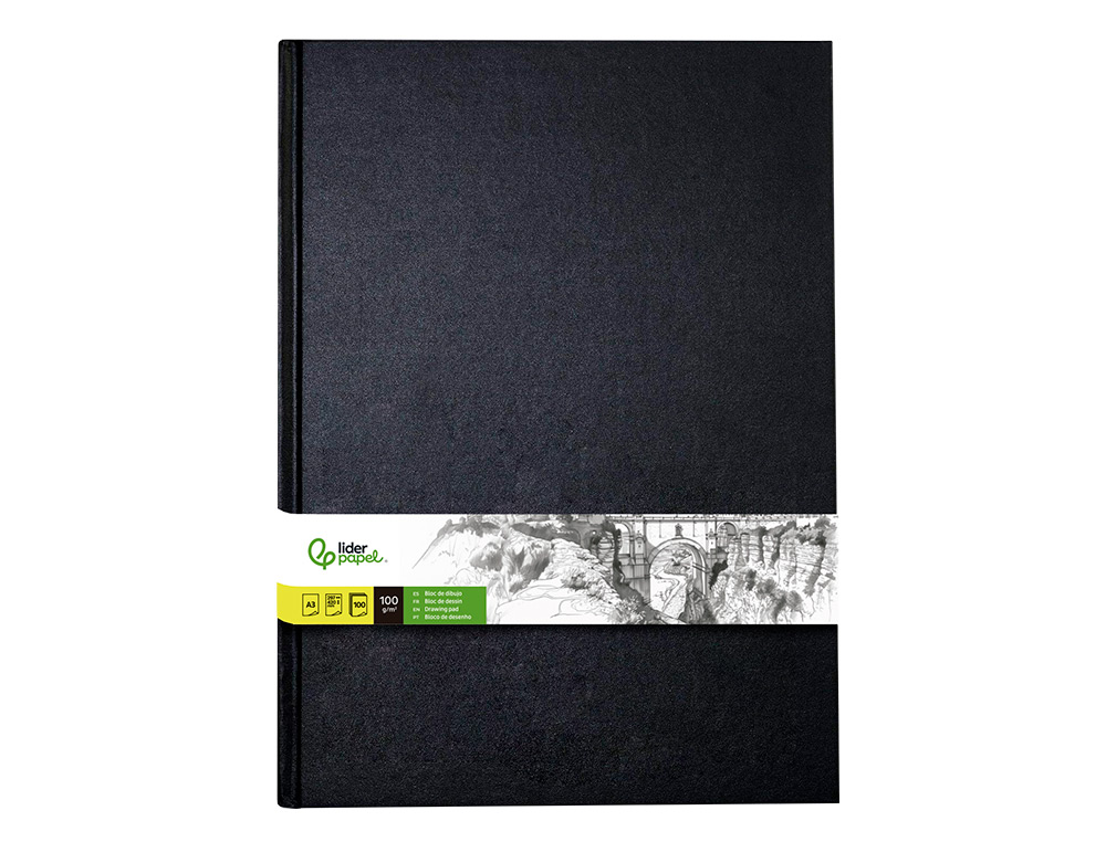 CADERNO DIARIO ENCADERNADO LIDERPAPEL DIN A3 420X297 MM 100 FOLHAS 100 GR COR PRETA