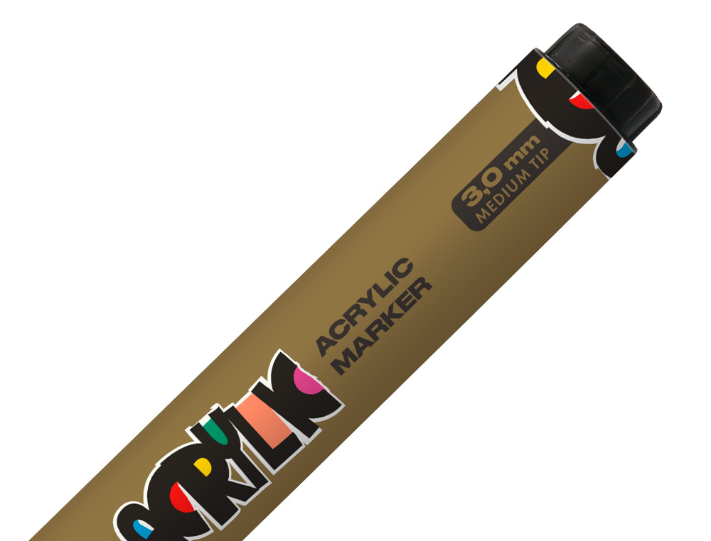 MARCADOR LIDERPAPEL ACRYLIC BASE AGUA TODO TIPO DE SUPERFICIE PONTA REDONDA 3 MM OURO