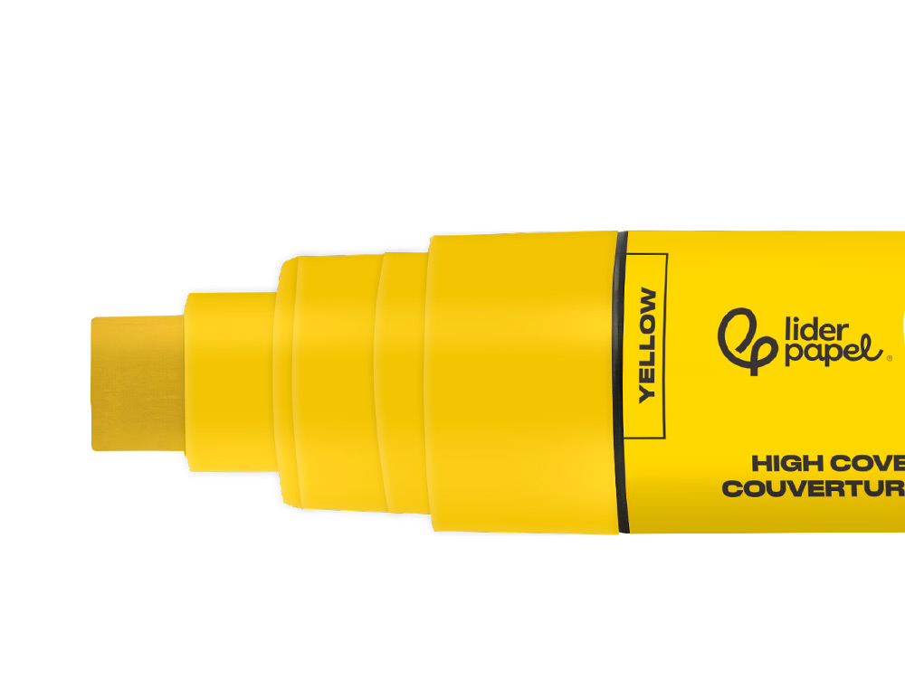 MARCADOR LIDERPAPEL ACRYLIC BASE AGUA TODO TIPO DE SUPERFICIE PONTA RETANGULAR 10 MM AMARELO