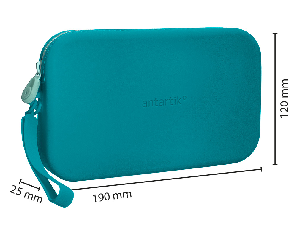 ESTOJO ESCOLAR ANTARTIK TROPICAL DIVE SILICONE SOFT RETANGULAR 190X120X25 MM AZUL TURQUESA