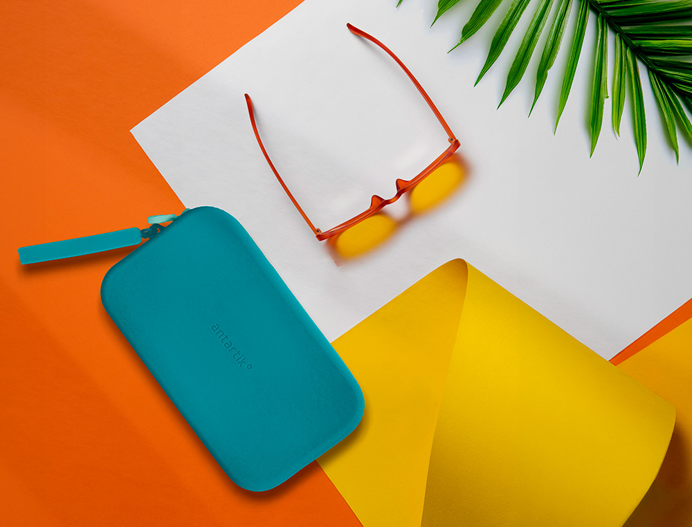 ESTOJO ESCOLAR ANTARTIK TROPICAL DIVE SILICONE SOFT RETANGULAR 190X120X25 MM AZUL TURQUESA