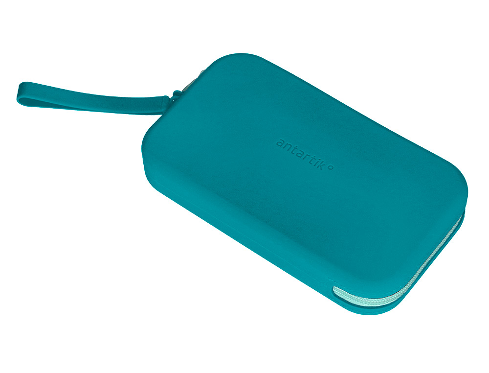 ESTOJO ESCOLAR ANTARTIK TROPICAL DIVE SILICONE SOFT RETANGULAR 190X120X25 MM AZUL TURQUESA