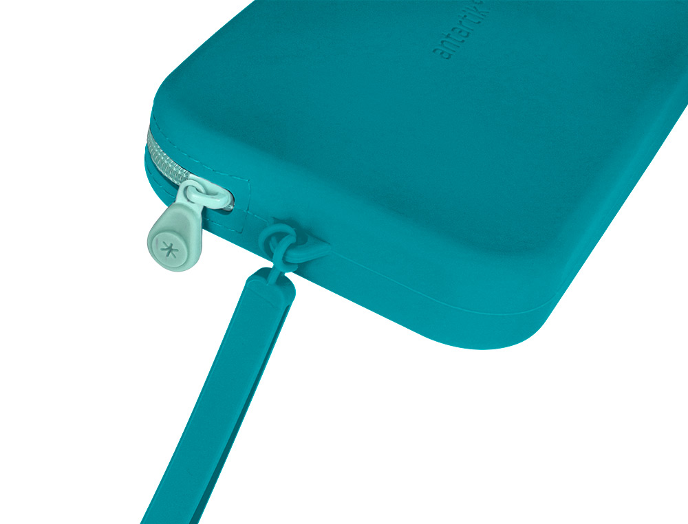 ESTOJO ESCOLAR ANTARTIK TROPICAL DIVE SILICONE SOFT RETANGULAR 190X120X25 MM AZUL TURQUESA