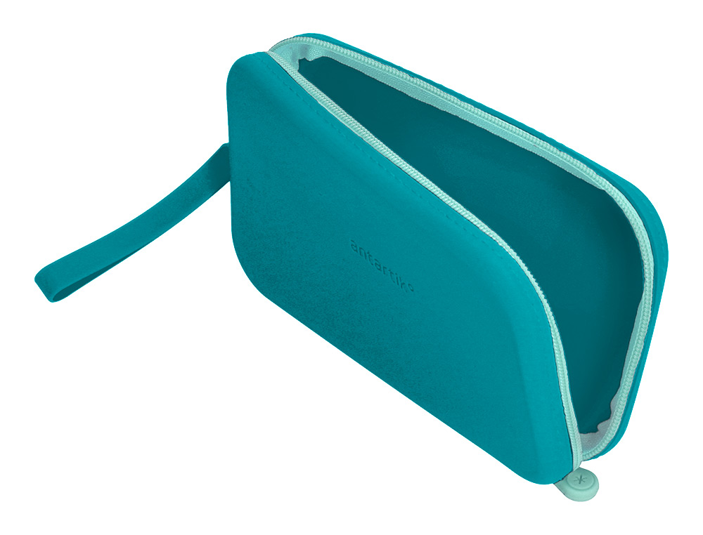 ESTOJO ESCOLAR ANTARTIK TROPICAL DIVE SILICONE SOFT RETANGULAR 190X120X25 MM AZUL TURQUESA