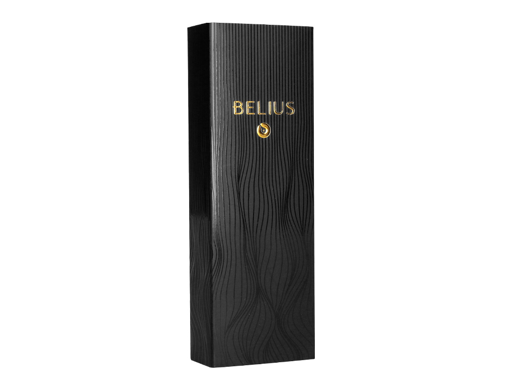 ESFEROGRAFICA BELIUS NEPTUNO ALUMINIO TEXTURA WAVY COR PRETO TINTA AZUL CAIXA DE DESIGN