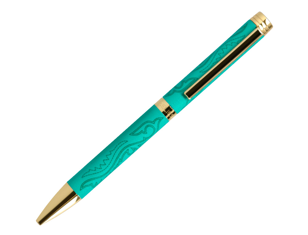 ESFEROGRAFICA BELIUS WILD WEST ALUMINIO COR CASTANHO DOURADO TINTA COR AZUL CAIXA DE DESIGN