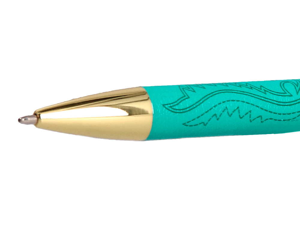 ESFEROGRAFICA BELIUS WILD WEST ALUMINIO COR CASTANHO DOURADO TINTA COR AZUL CAIXA DE DESIGN
