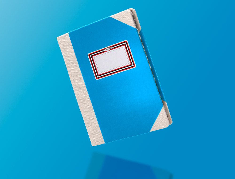 LIVRO DE CARTAO COSIDO FERNANDES FLECHA DIN A4+ LISO 50 FOLHAS 100 GR AZUL