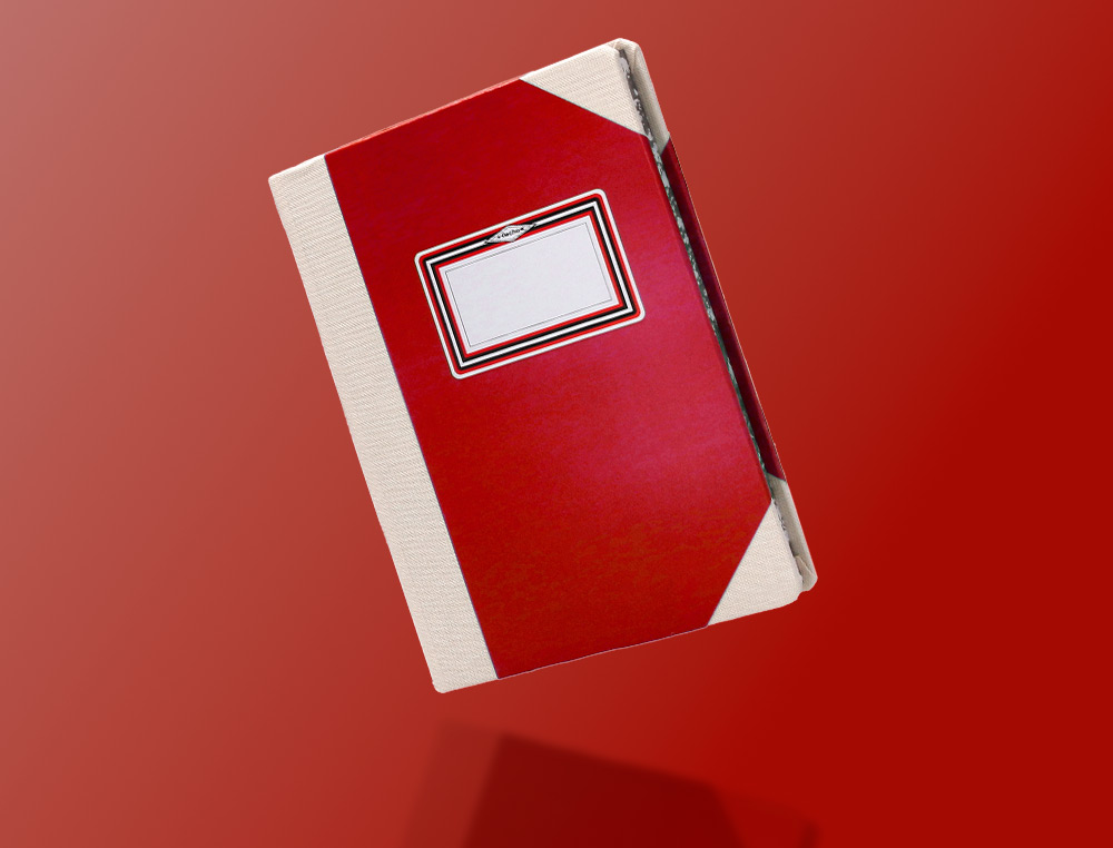 LIVRO DE CARTAO COSIDO FERNANDES FLECHA DIN A4+ PAUTADO 50 FOLHAS 100 GR VERMELHO