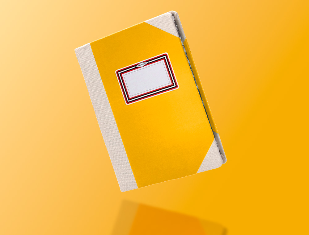 LIVRO DE CARTAO COSIDO FERNANDES FLECHA DIN A5+ PAUTADO 50 FOLHAS 100 GR AMARELO