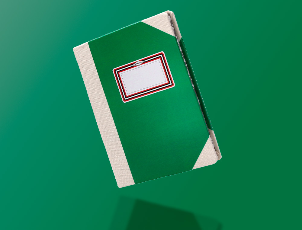 LIVRO DE CARTAO COSIDO FERNANDES FLECHA DIN A5+ PAUTADO 50 FOLHAS 100 GR VERDE
