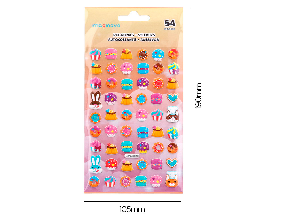 AUTOCOLANTES IMAGINOVO DOCES MAGIC DREAMS COM RELEVO 190X105 MM EM BLISTER