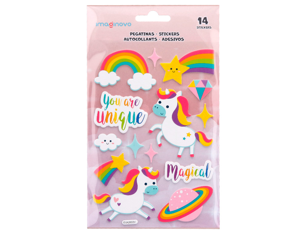 AUTOCOLANTES IMAGINOVO UNICORNIOS MAGIC DREAMS COM RELEVO 210X130 MM EM BLISTER