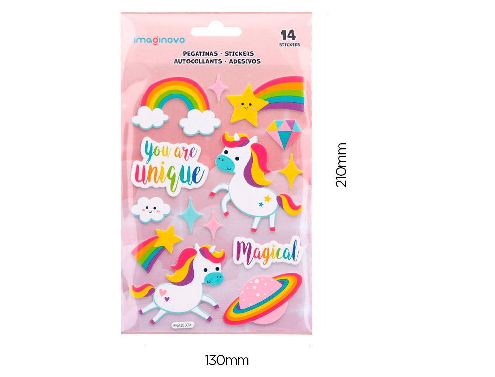 AUTOCOLANTES IMAGINOVO UNICORNIOS MAGIC DREAMS COM RELEVO 210X130 MM EM BLISTER