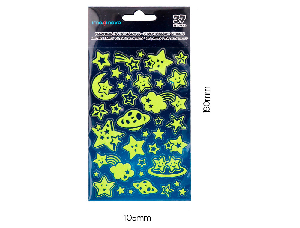 AUTOCOLANTES IMAGINOVO LUMINOSOS ESTRELAS COM RELEVO 190X105 MM EM BLISTER