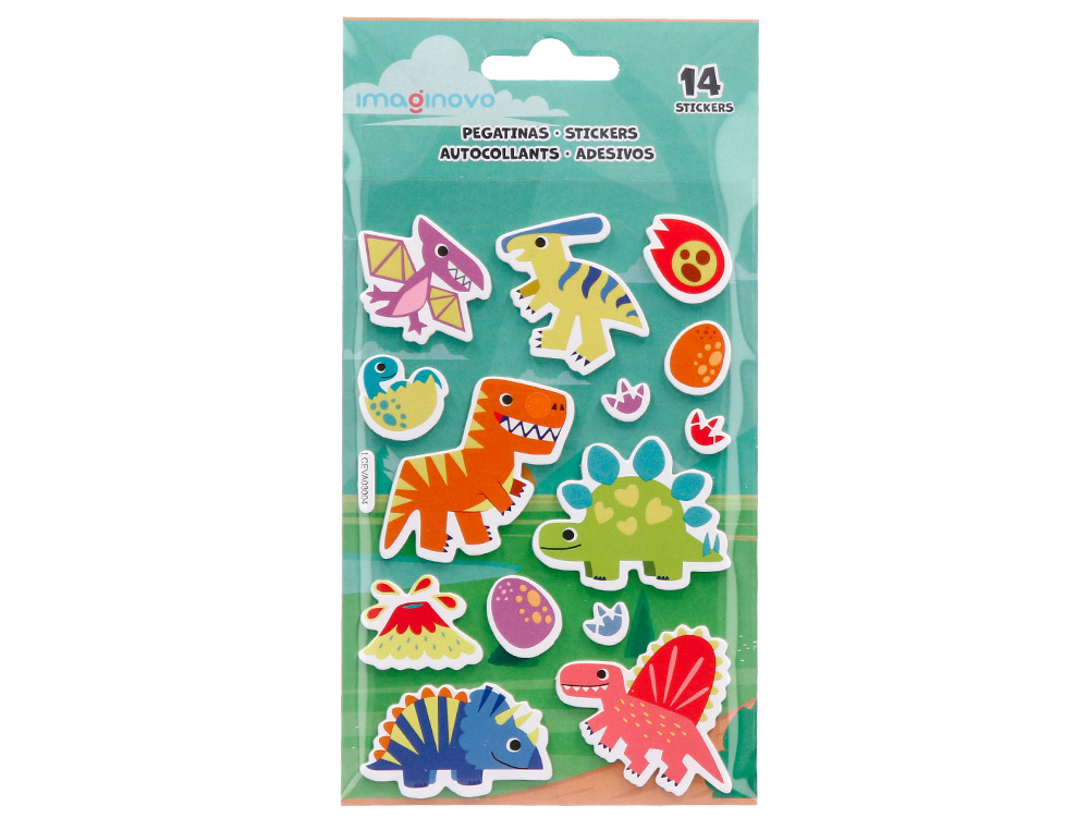 AUTOCOLANTES IMAGINOVO LUMINOSOS DINOSSAUROS 190X105 MM EM BLISTER