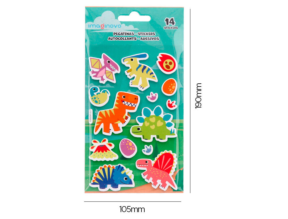 AUTOCOLANTES IMAGINOVO LUMINOSOS DINOSSAUROS 190X105 MM EM BLISTER