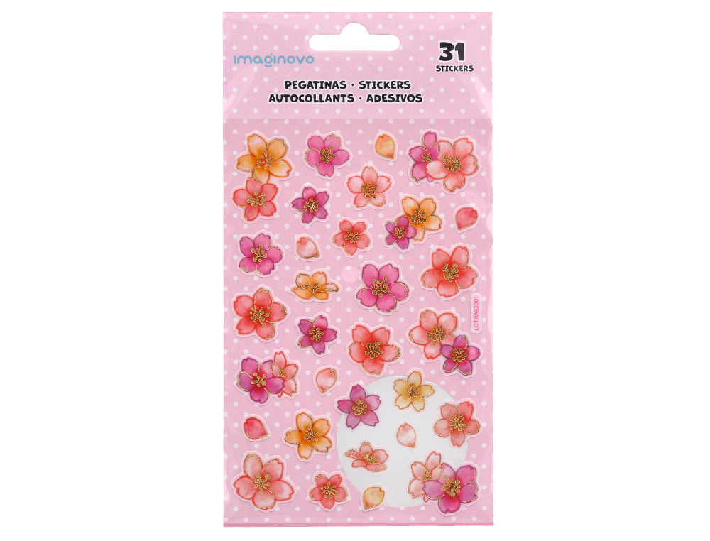 AUTOCOLANTES IMAGINOVO FLORES ROSAS DE PAPEL 190X104 MM EM BLISTER