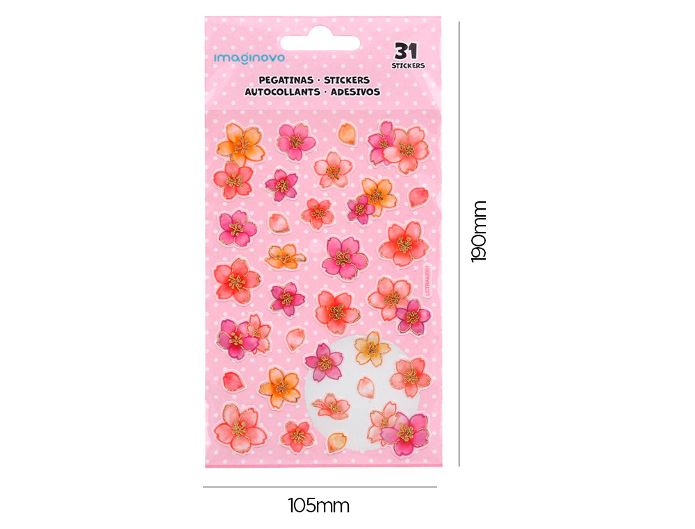 AUTOCOLANTES IMAGINOVO FLORES ROSAS DE PAPEL 190X104 MM EM BLISTER