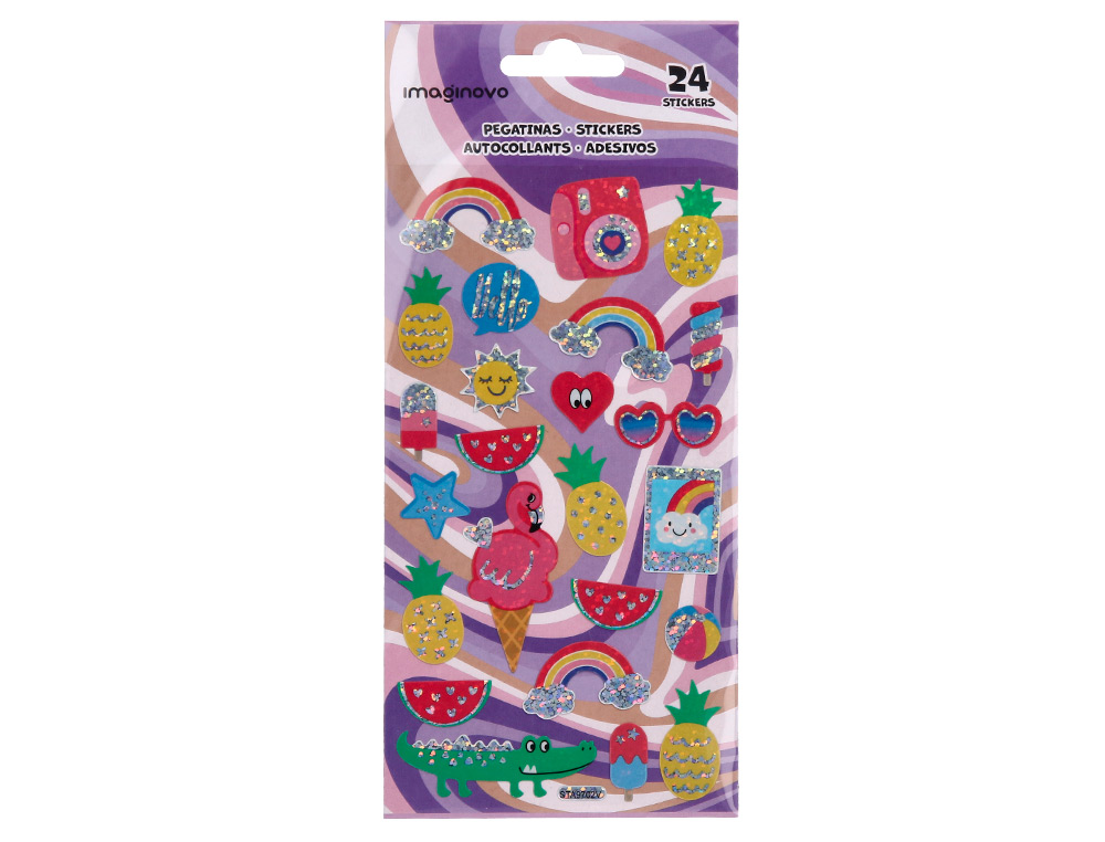 AUTOCOLANTES IMAGINOVO DESENHOS SORTIDOS VERAO COM BRILHO 214X100 MM EM BLISTER