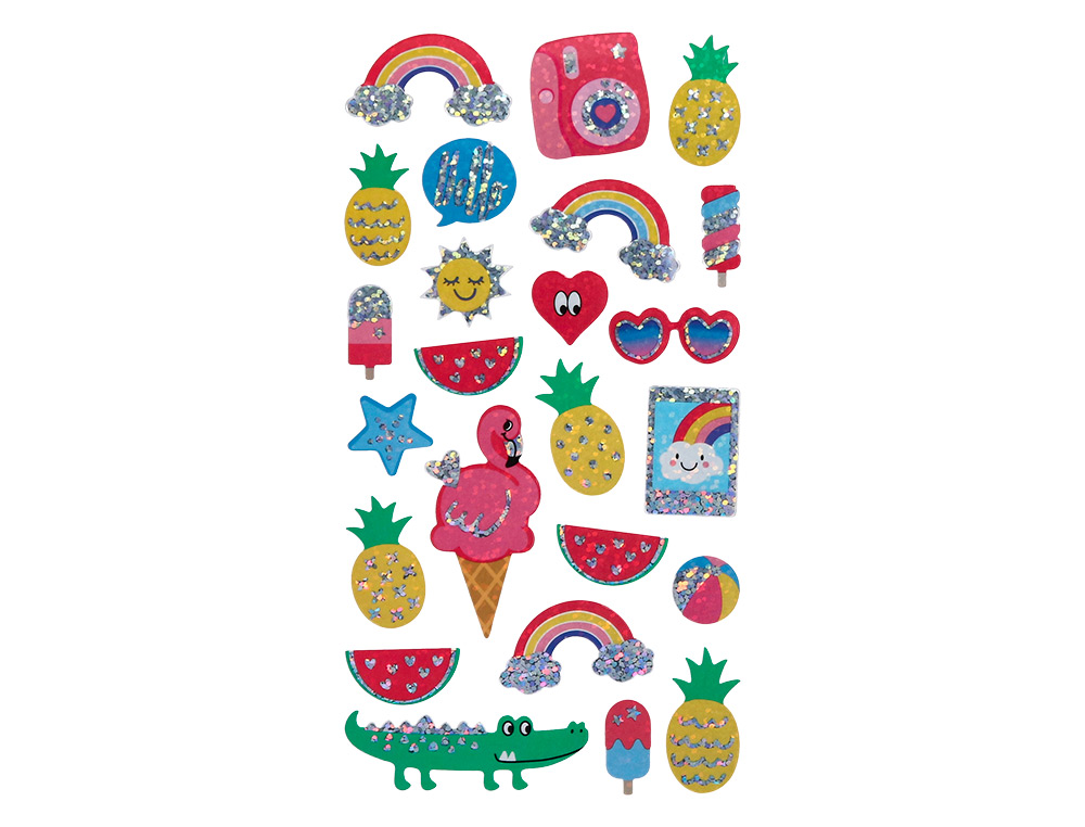 AUTOCOLANTES IMAGINOVO DESENHOS SORTIDOS VERAO COM BRILHO 214X100 MM EM BLISTER