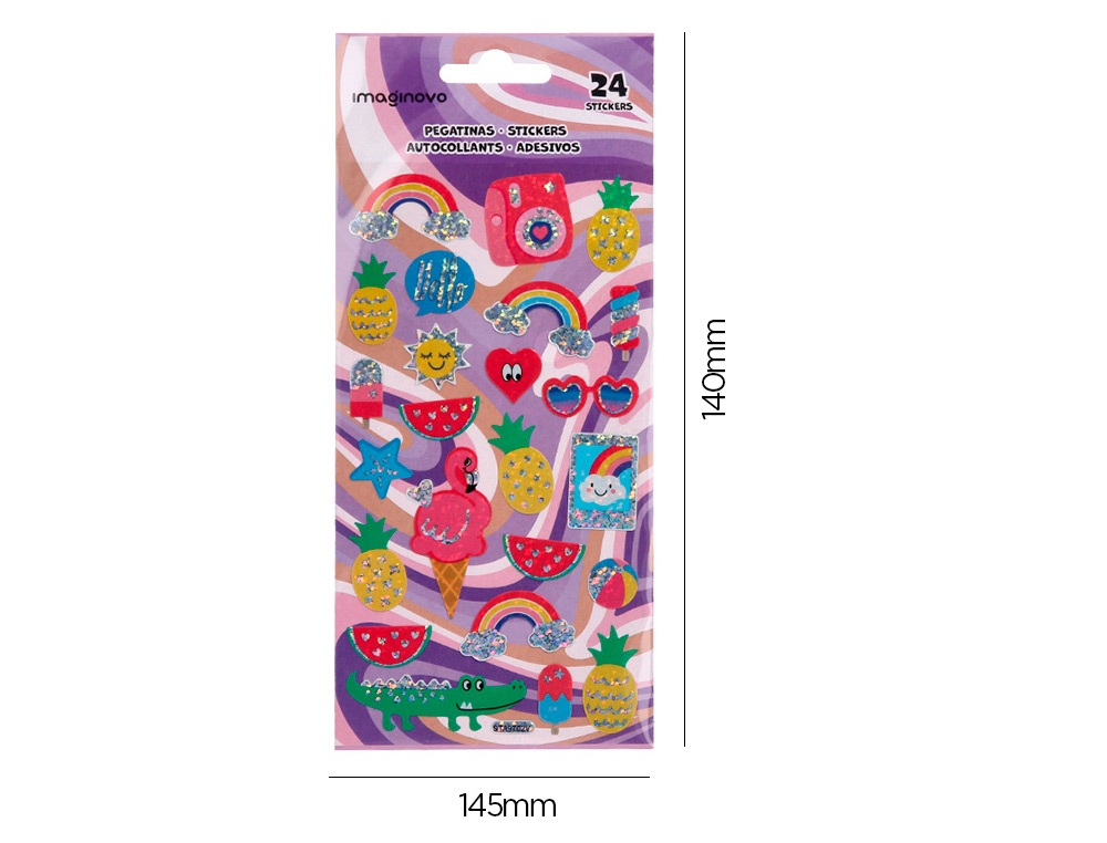 AUTOCOLANTES IMAGINOVO DESENHOS SORTIDOS VERAO COM BRILHO 214X100 MM EM BLISTER