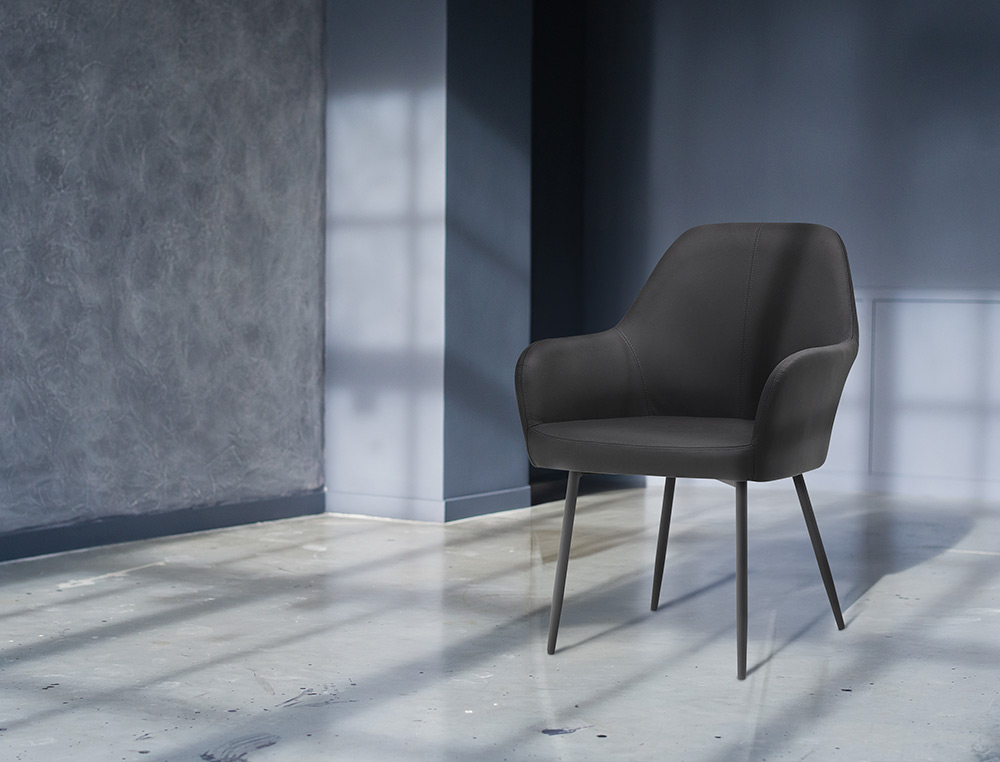 CADEIRA CONFIDENTE Q-CONNECT SIEMIONE BASE METALICA ALT MAX 820 LARG 570 PROF 580 CINZA ESCURO