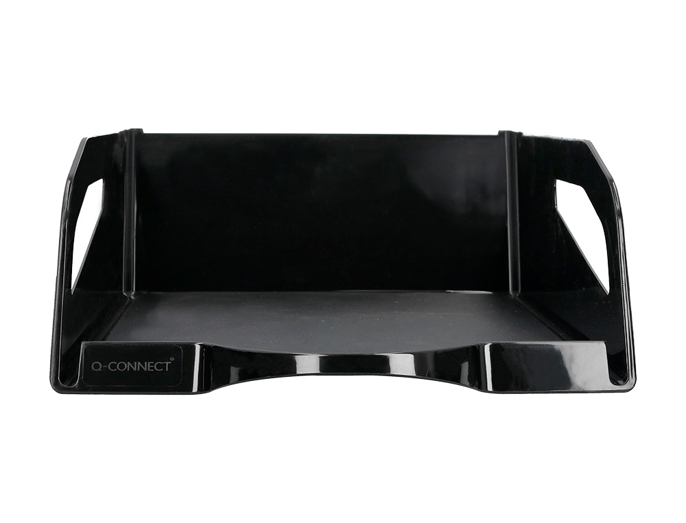 BANDEJA DE SECRETARIA PLASTICO Q-CONNECT GRANDE CAPACIDADE COM ASA PRETO OPACO 386X270X115MM