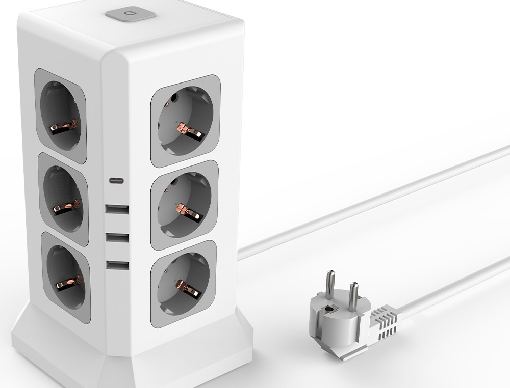 EXTENSAO Q-CONNECT MULTIPLA 16 EM 1 CABO 2 MT 12 TOMADAS DE CORRENTE+3 USB+1 USB TIPO C 120X120X210MM