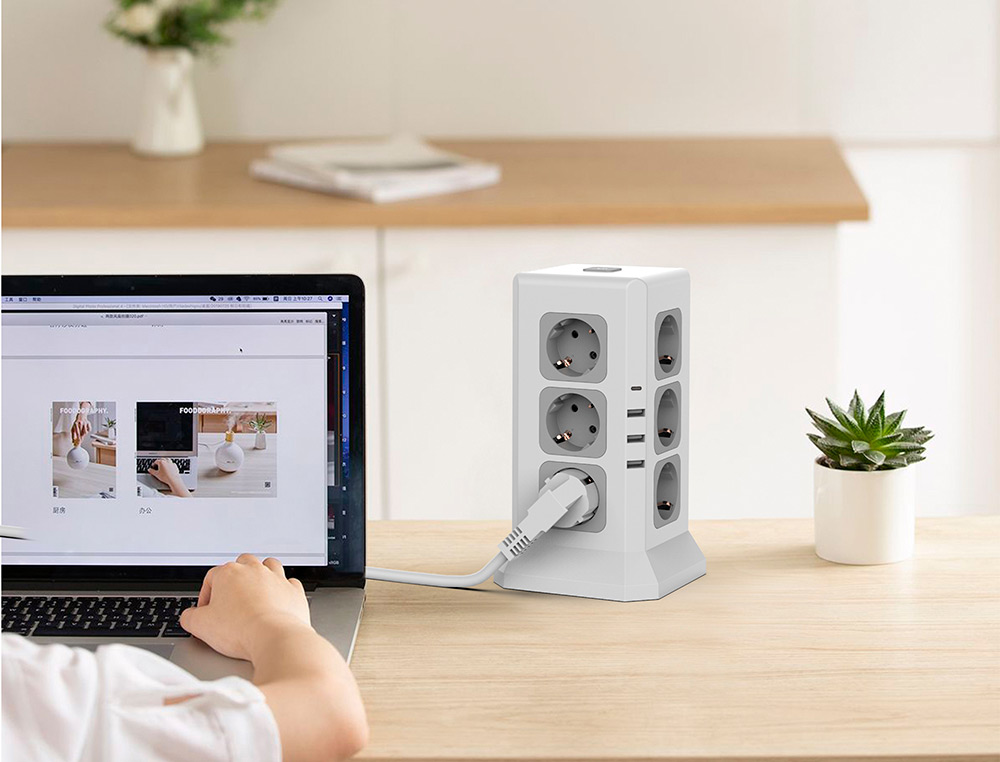 EXTENSAO Q-CONNECT MULTIPLA 16 EM 1 CABO 2 MT 12 TOMADAS DE CORRENTE+3 USB+1 USB TIPO C 120X120X210MM