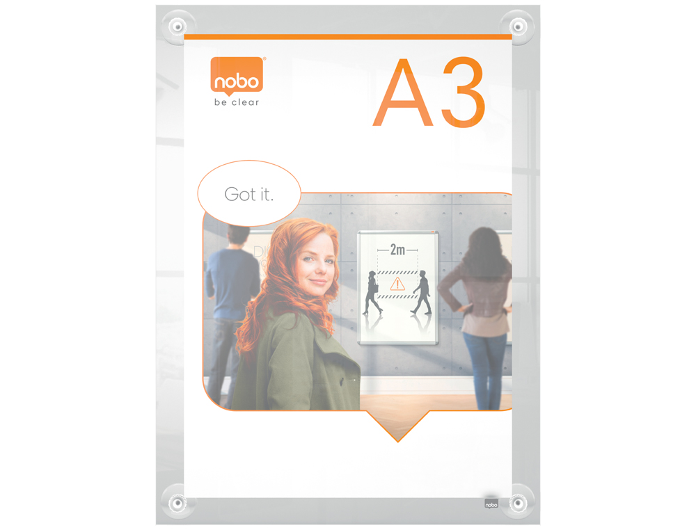 MOLDURA PORTA ANUNCIOS NOBO ACRILICO TRANSPARENTE DE PAREDE AMOVIVEL DIN A3 SEM MOLDURA 348X24X471 MM