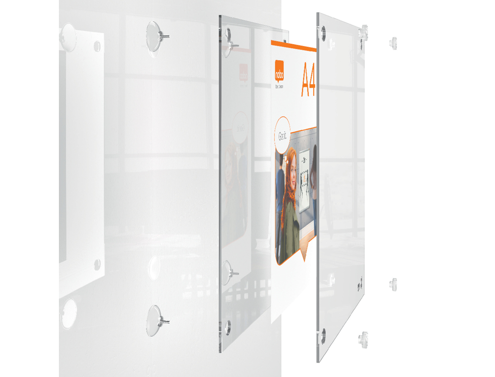 MOLDURA PORTA ANUNCIOS NOBO ACRILICO TRANSPARENTE DE PAREDE AMOVIVEL DIN A3 SEM MOLDURA 348X24X471 MM