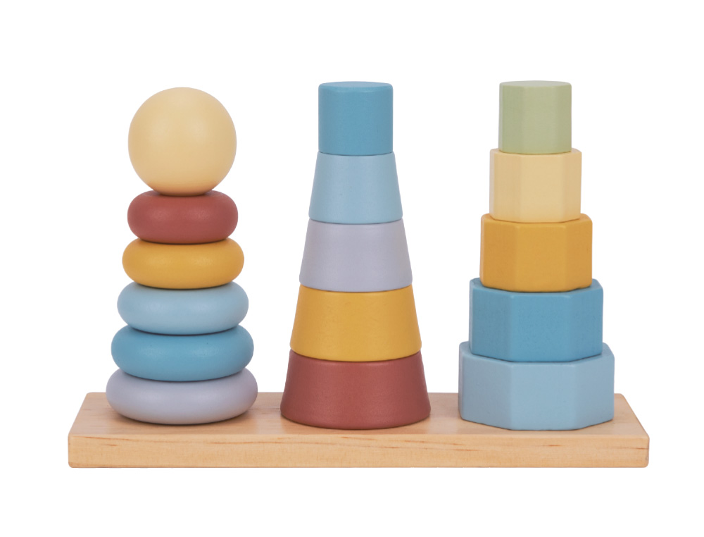 JOGO INFANTIL IMAGINOVO MADEIRA TORRE DE FORMAS EMPILHAVEIS +18 MESES 17 PECAS 28X20X9CM