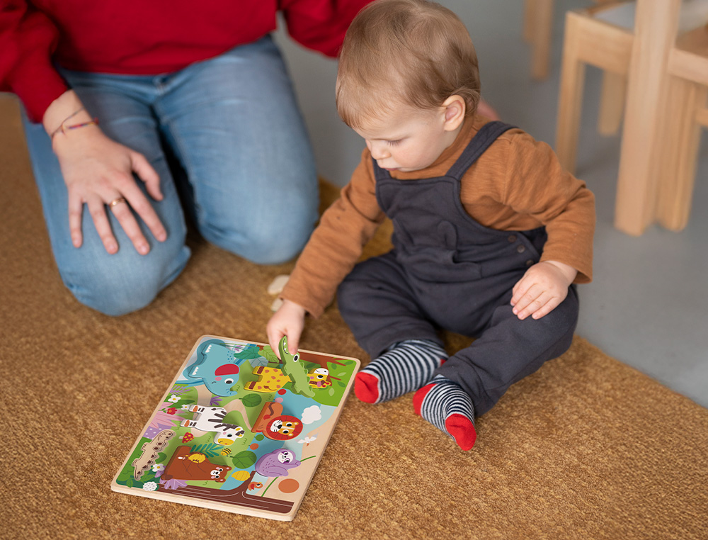 PUZZLE INFANTIL IMAGINOVO MADEIRA 3D ANIMAIS +12 MESES 8 PECAS 29,5X22X1,7CM