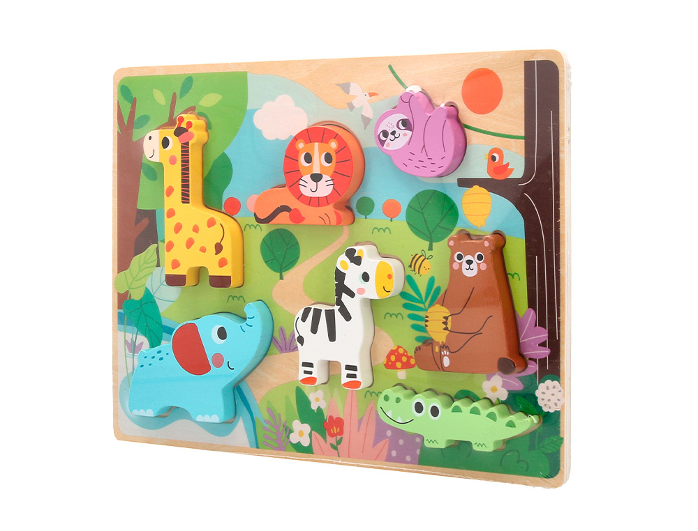 PUZZLE INFANTIL IMAGINOVO MADEIRA 3D ANIMAIS +12 MESES 8 PECAS 29,5X22X1,7CM