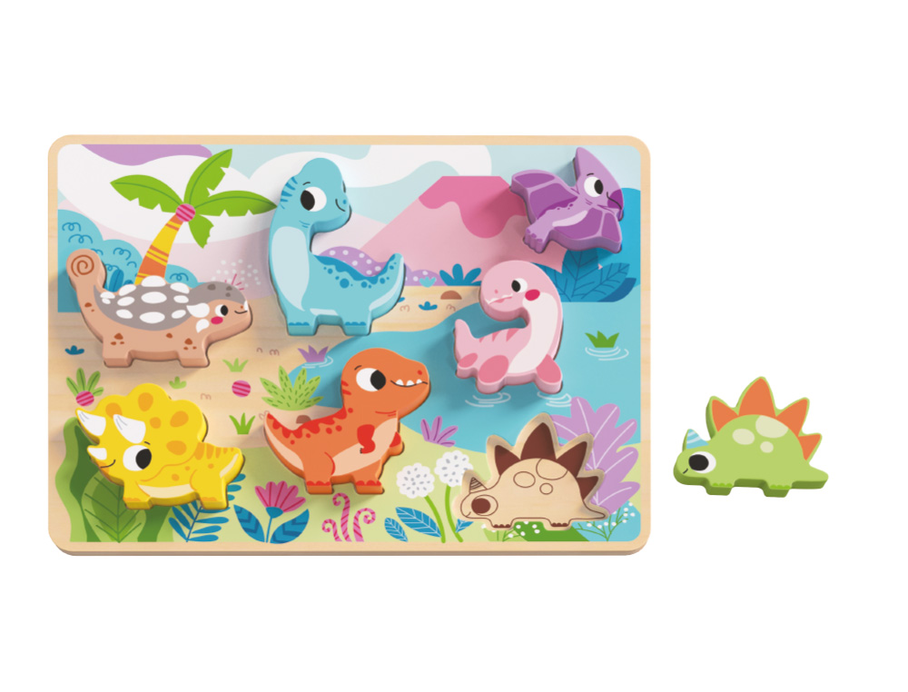 PUZZLE INFANTIL IMAGINOVO MADEIRA 3D DINOSSAUROS +12 MESES 8 PECAS 29,5X22X1,7CM