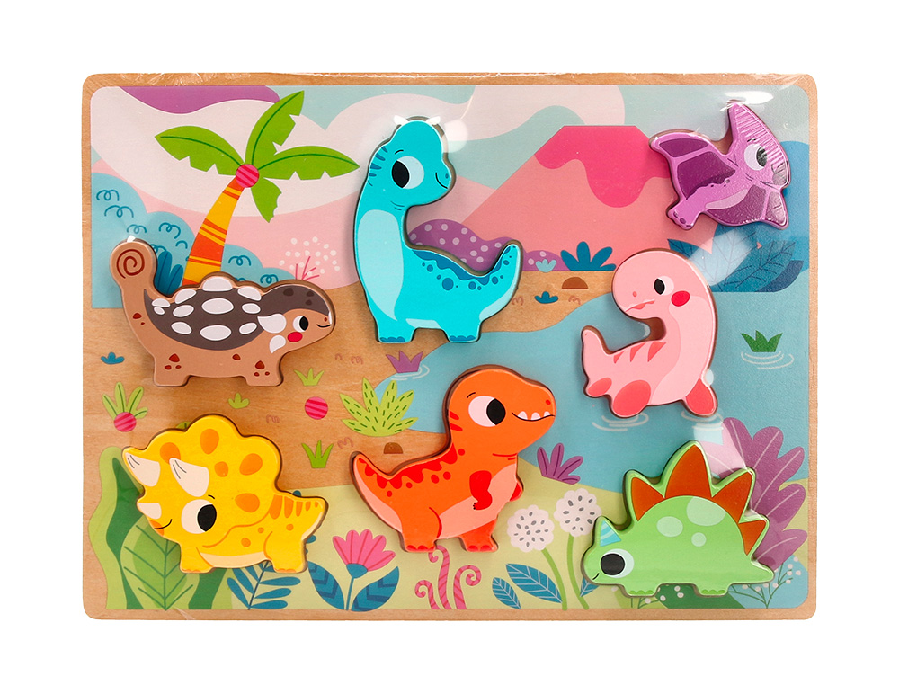 PUZZLE INFANTIL IMAGINOVO MADEIRA 3D DINOSSAUROS +12 MESES 8 PECAS 29,5X22X1,7CM