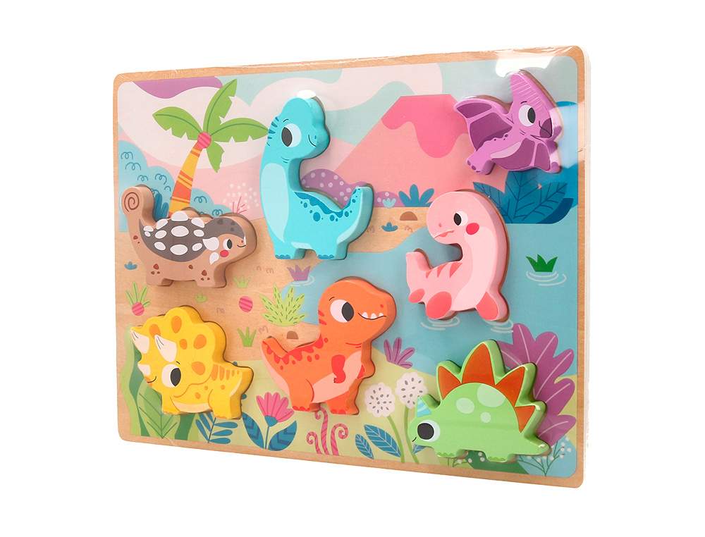 PUZZLE INFANTIL IMAGINOVO MADEIRA 3D DINOSSAUROS +12 MESES 8 PECAS 29,5X22X1,7CM