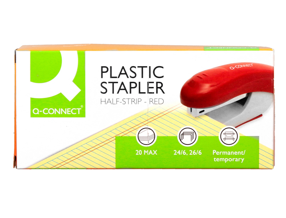 AGRAFADOR Q-CONNECT KF14206 PLASTICO ABS VERMELHO CAPACIDADE 20 FOLHAS