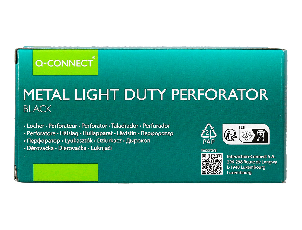 FURADOR Q-CONNECT KF14214 PRETO ABERTURA 1 MM CAPACIDADE 10 FOLHAS