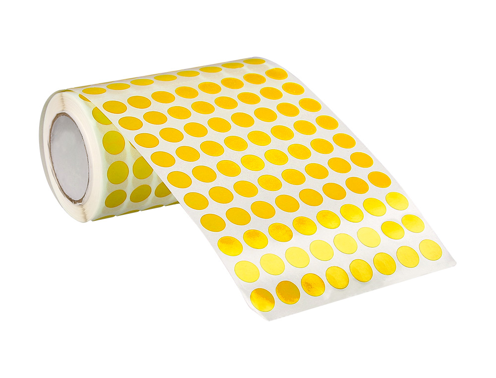 ETIQUETAS ESCOLAR LIDERPAPEL AUTOADESIVAS CIRCULOS 10,5 MM AMARELO ROLO DE 6000 UNIDADES EM CAIXA DE CARTAO