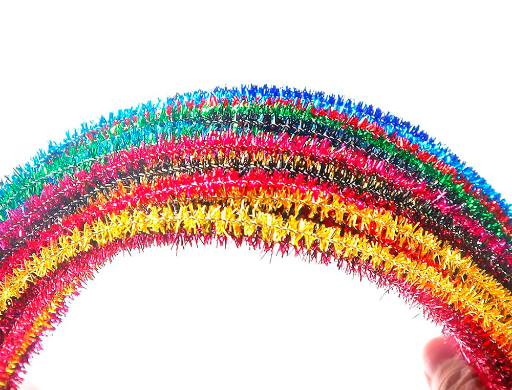 TIRAS DE CHENILLE LIDERPAPEL 30 CM CORES BRILHANTES SORTIDAS BOLSA DE 100 UNIDADES