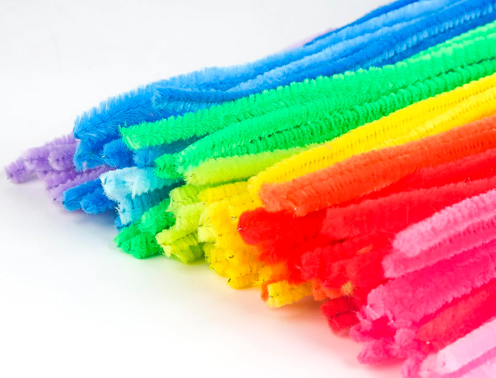 TIRAS DE CHENILLE LIDERPAPEL 30 CM CORES MATE SORTIDAS BOLSA DE 100 UNIDADES