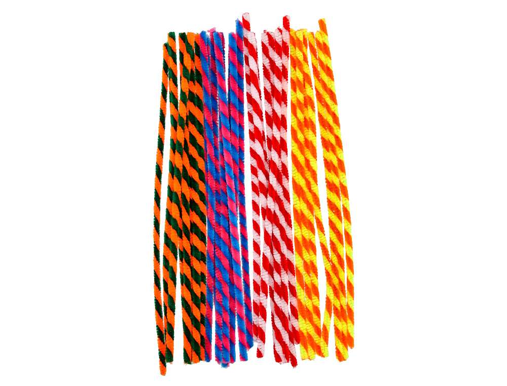 TIRAS DE CHENILLE LIDERPAPEL 30 CM DUAS CORES MATE SORTIDAS BOLSA DE 30 UNIDADES