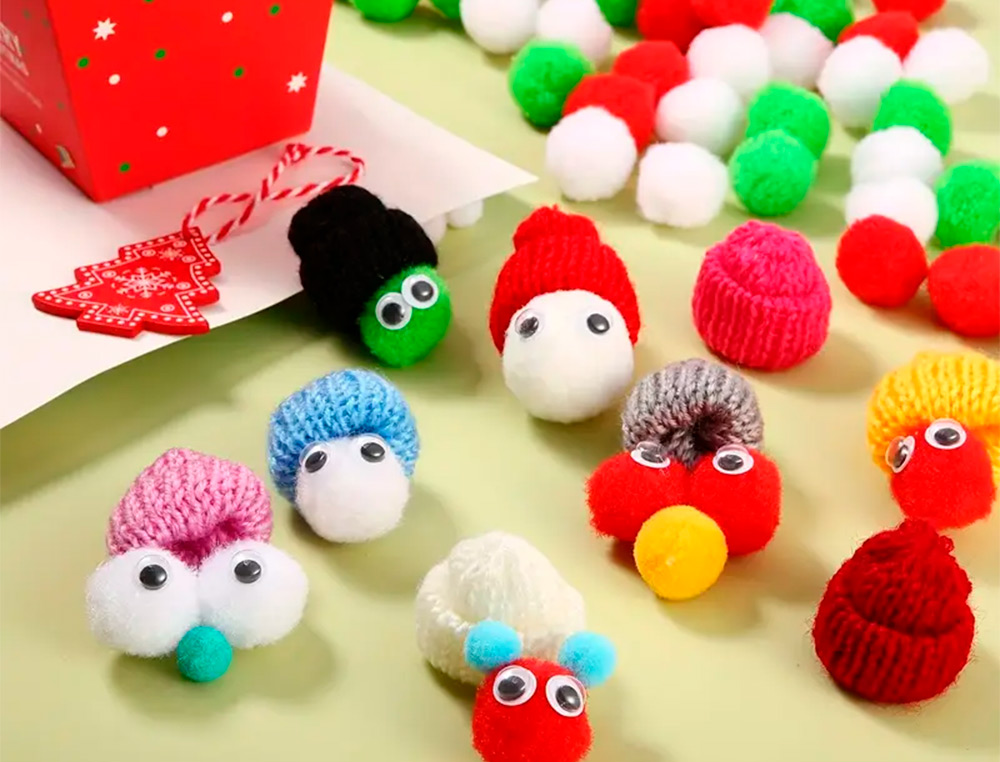 POMPONS DE CORES LIDERPAPEL 1 CM TONALIDADES NEUTRAS BOLSA COM 120 UNIDADES